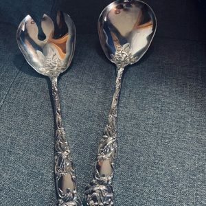 Silver Plated 2 Piece Salad Serving Set• Bridal Rose Pattern•W.A.Italy